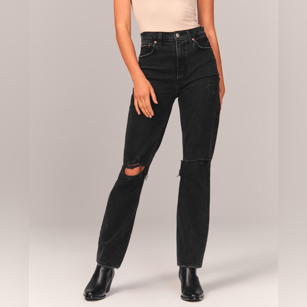 The ankle straight ultra high rise jeans